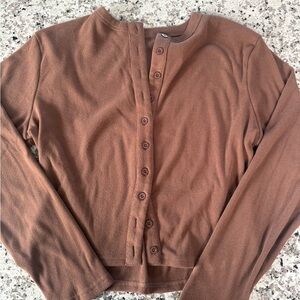Long sleeve button down sweater shirt
